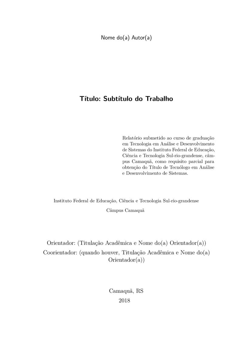 Template Relatório de Seminário TADS - IFSul - Camaquã