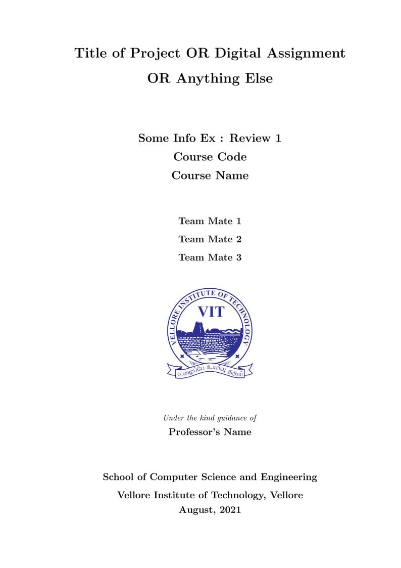 VIT Vellore Front Page