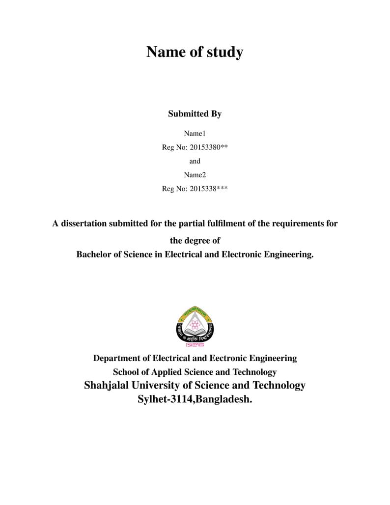 Dept. of EEE, Shahjalal University of Science and Technology; Undergradute thesis book template