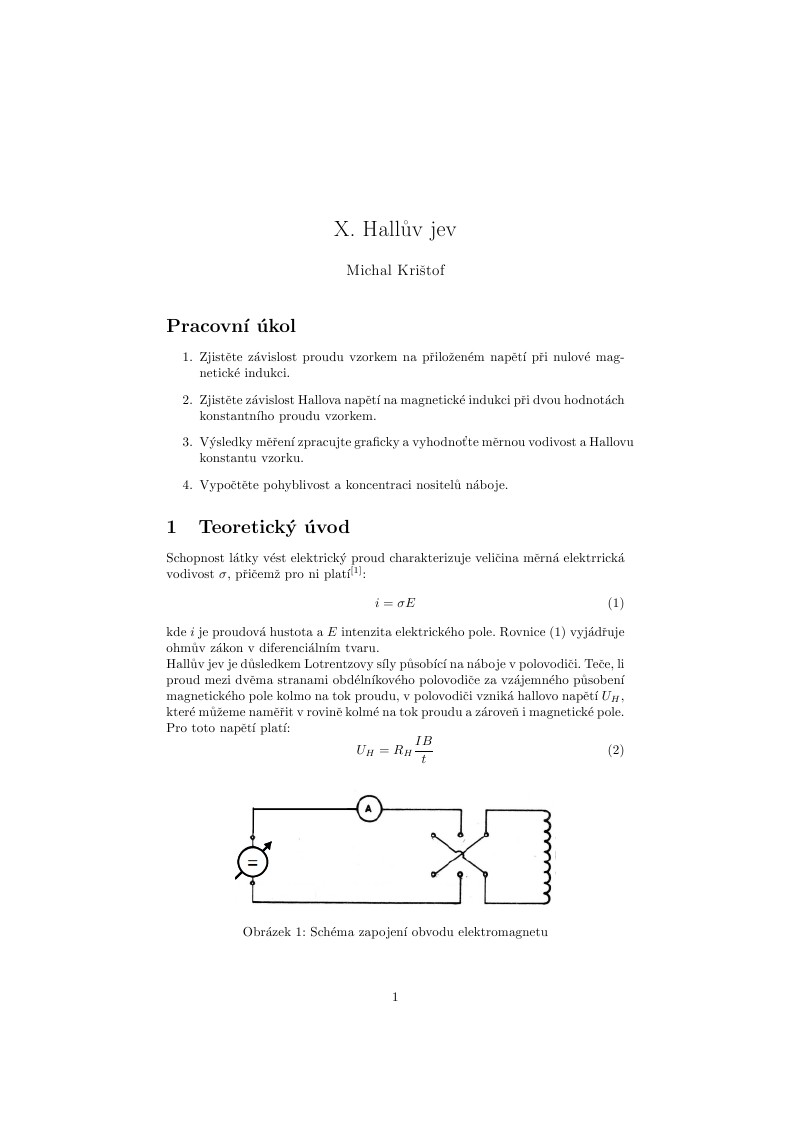 X. Hallův jev (Hall Effect)