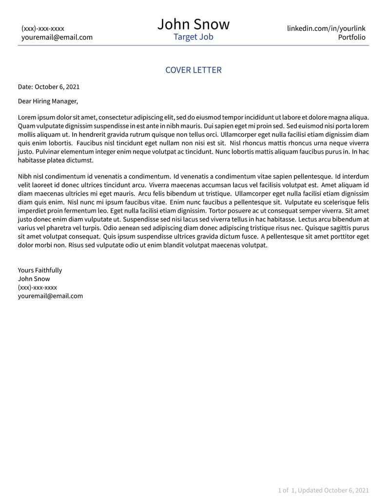 Entry-level Cover Letter Template
