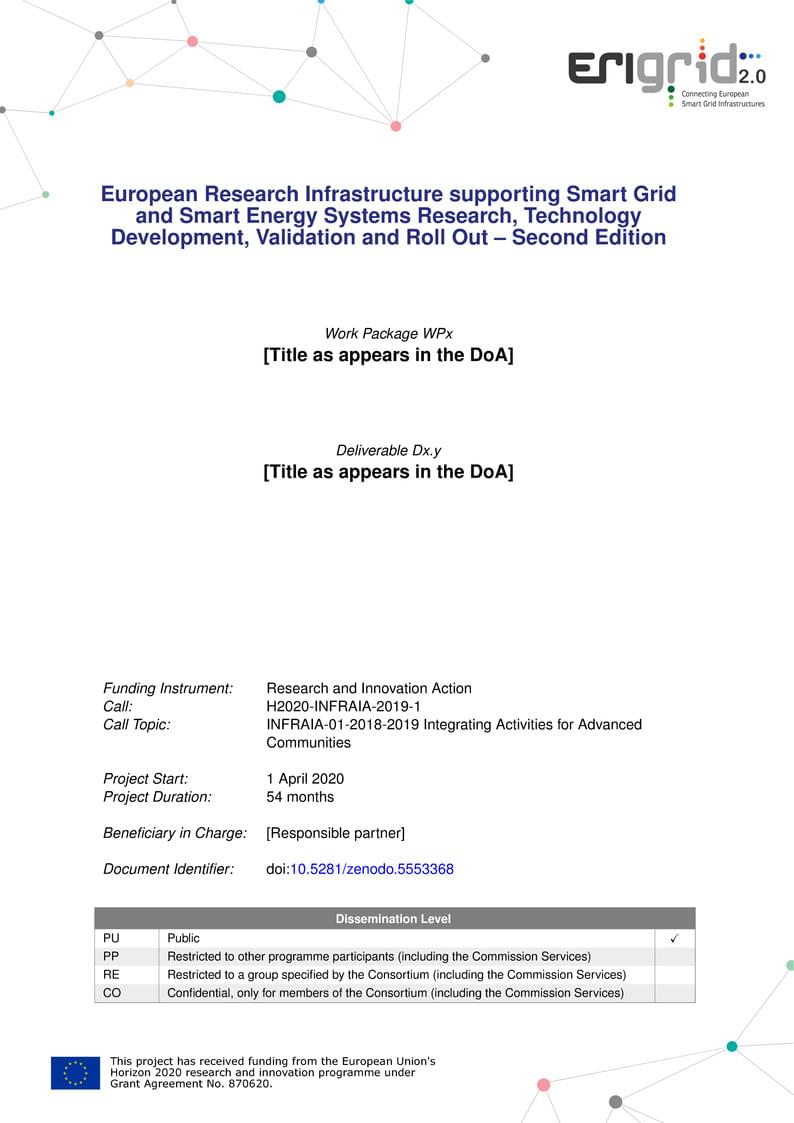 ERIGrid 2.0 Deliverable Template