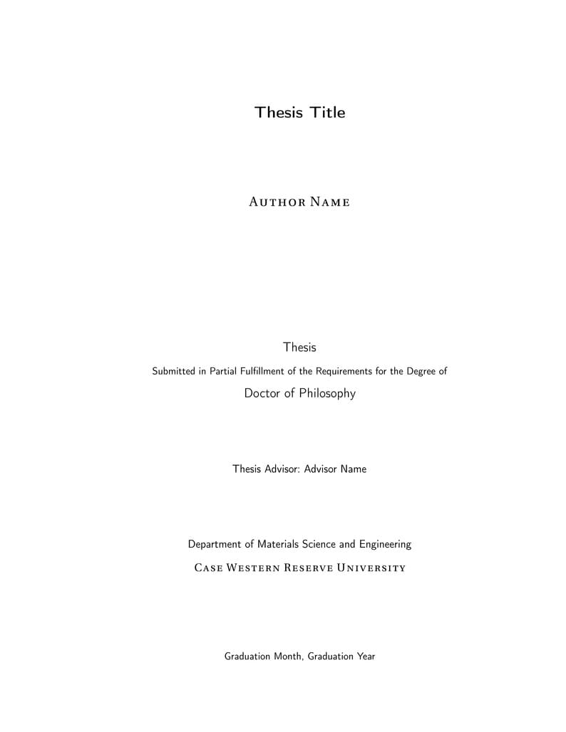 Case Western Reserve University Thesis Template