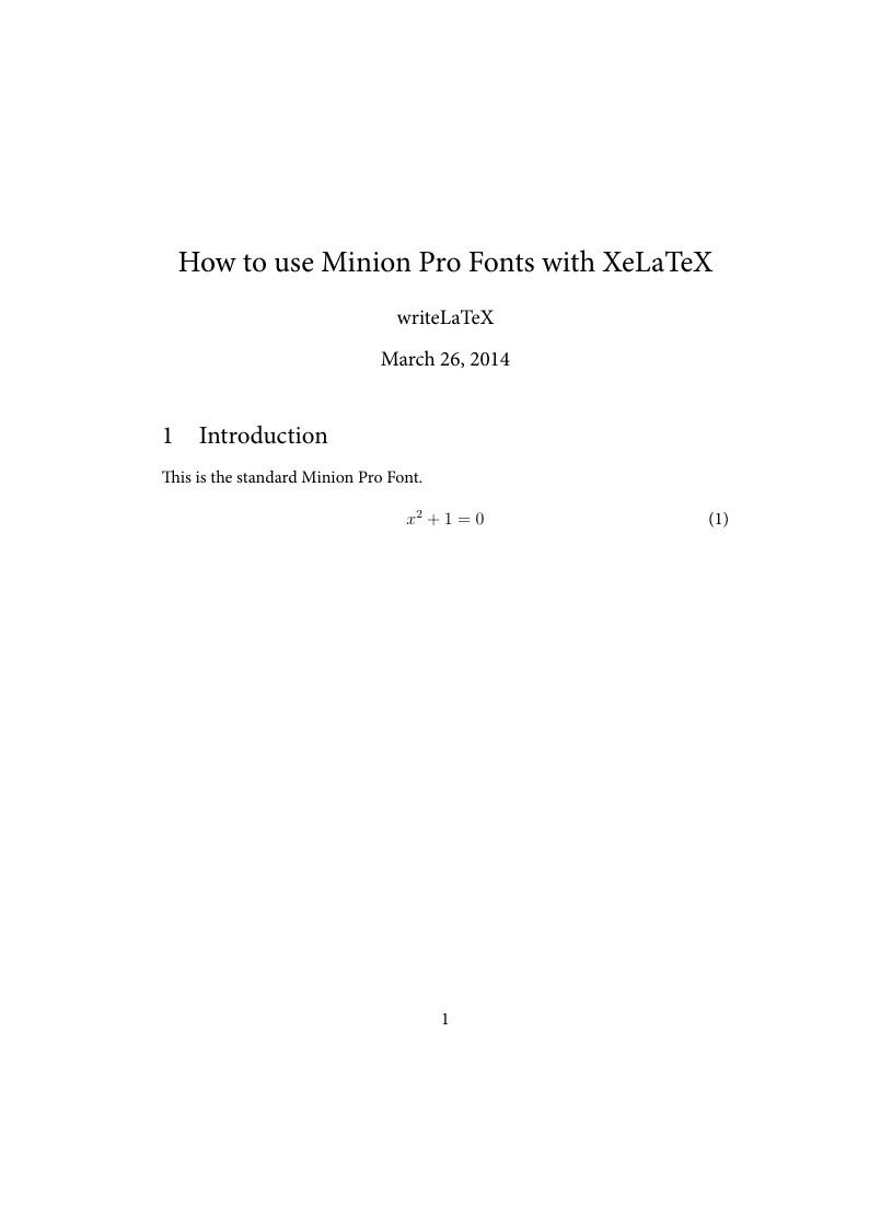 How to use Minion Pro Fonts with XeLaTeX