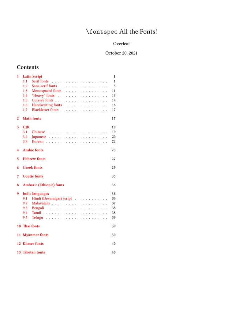 fontspec all the fonts!