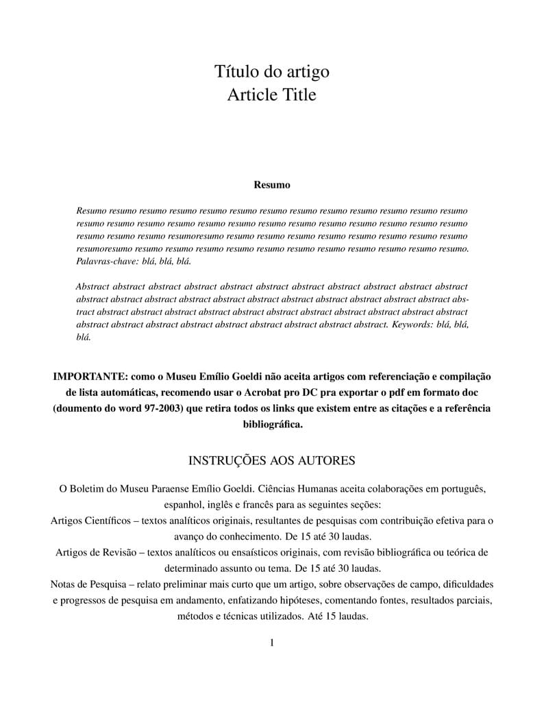 Template for submissions to Boletim do Museu Paraense Emílio Goeldi