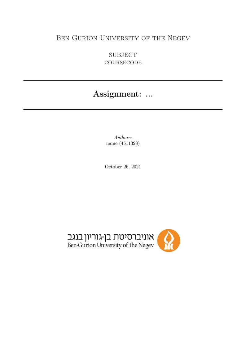 BGU - Assignment Template