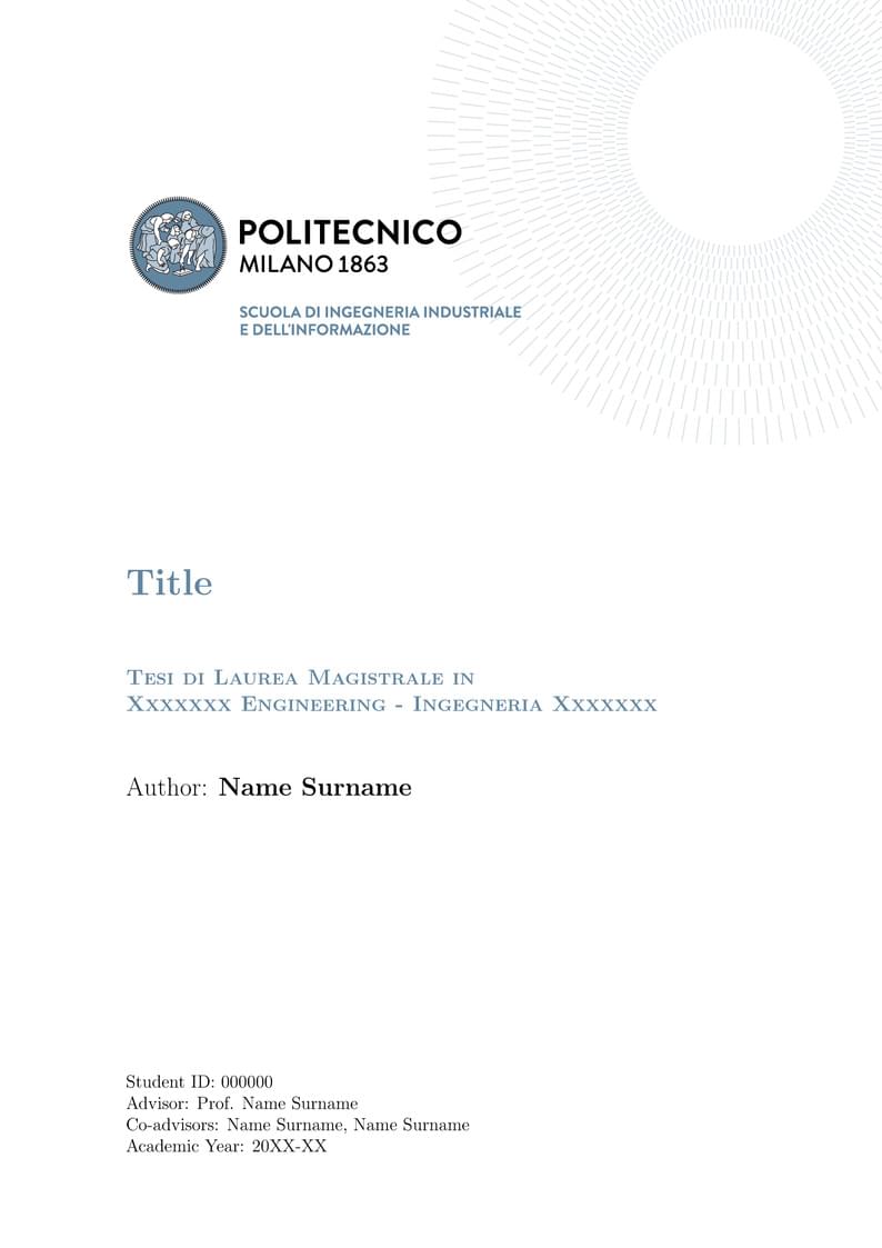 Classical Format Thesis - Scuola di Ingegneria Industriale e dell'Informazione - Politecnico di Milano