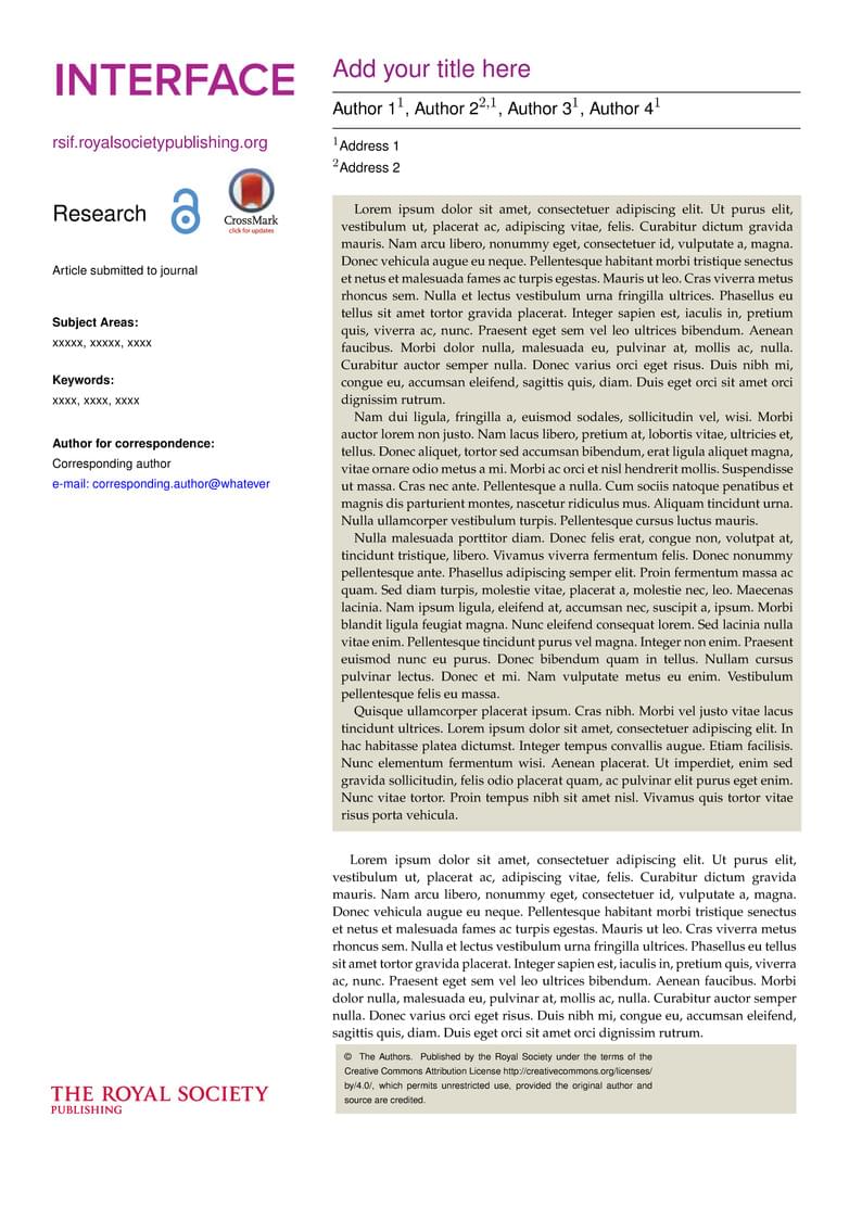 Royal Society Interface - LaTeX Template