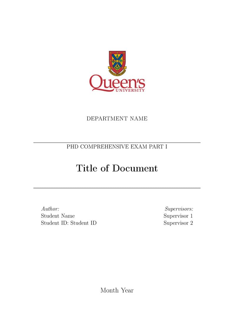 Comprehensive Exam Template
