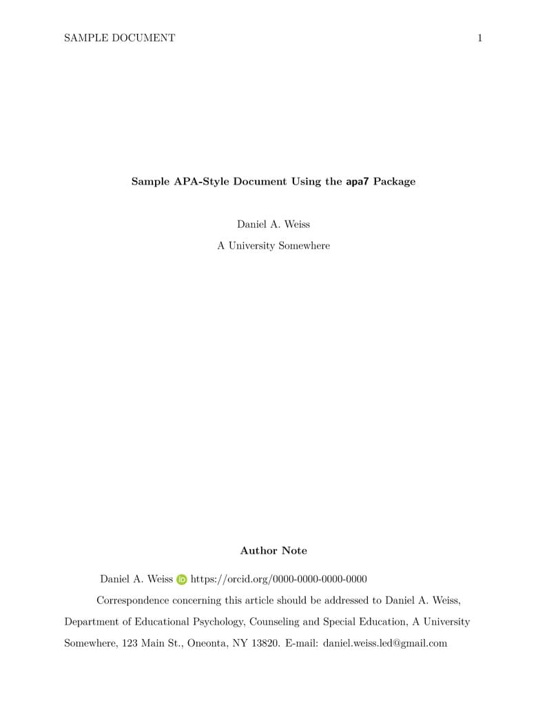 Template and Sample for Authoring APA7 Manuscripts