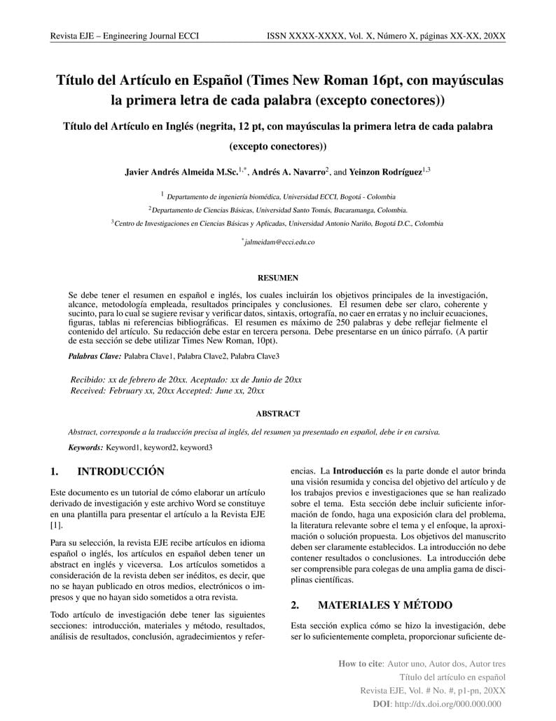 Template Revista EJE Universidad ECCI