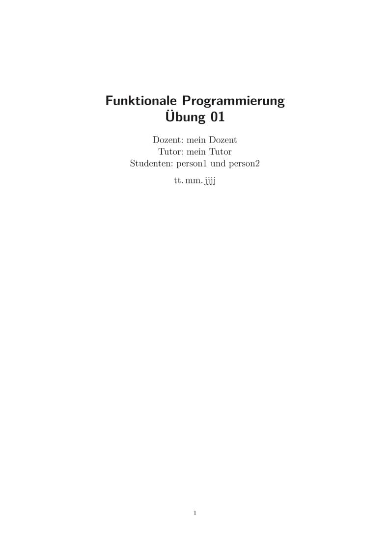 Informatik Übungszettel Vorlage - FU Berlin