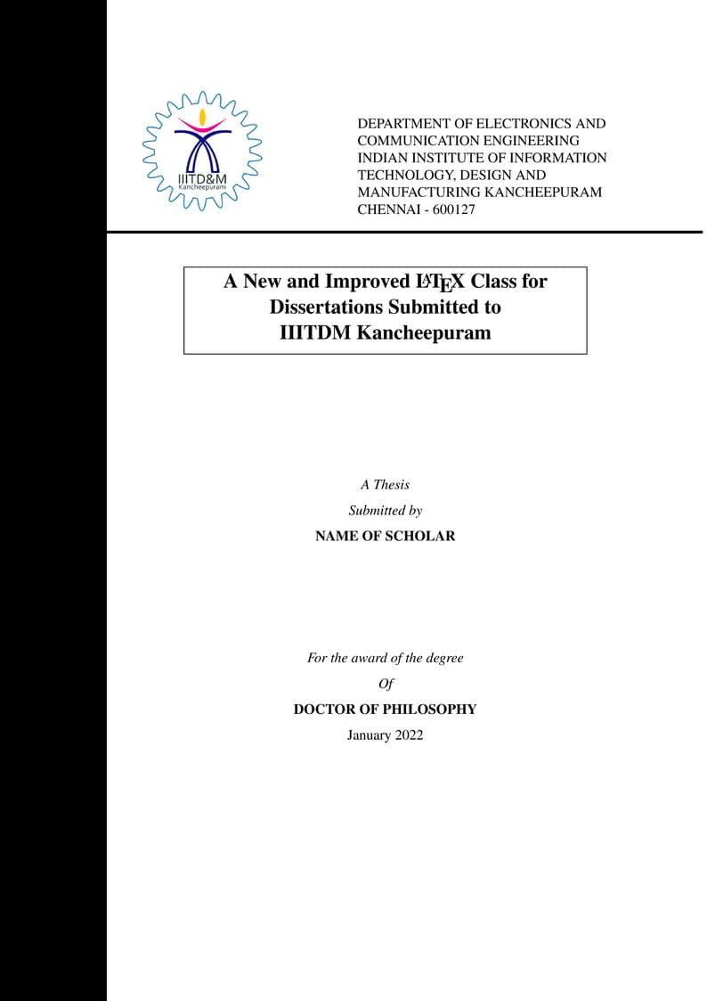 IIITDM Kancheepuram Synopsis/Thesis Template
