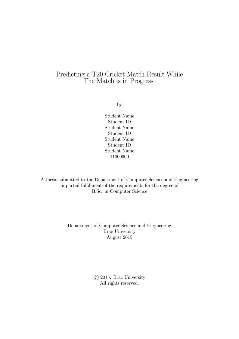 BRAC University (BRACU) Thesis Template
