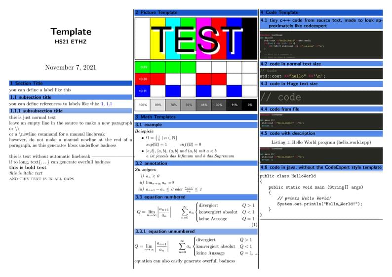 AMIV/ETHZ Summaries Template Landscape