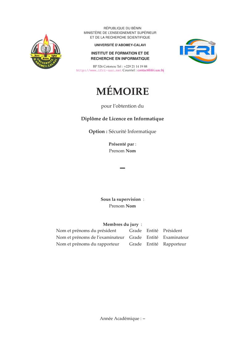 New_IFRI_template_latex_05_04_2020 Bachelor / Licence