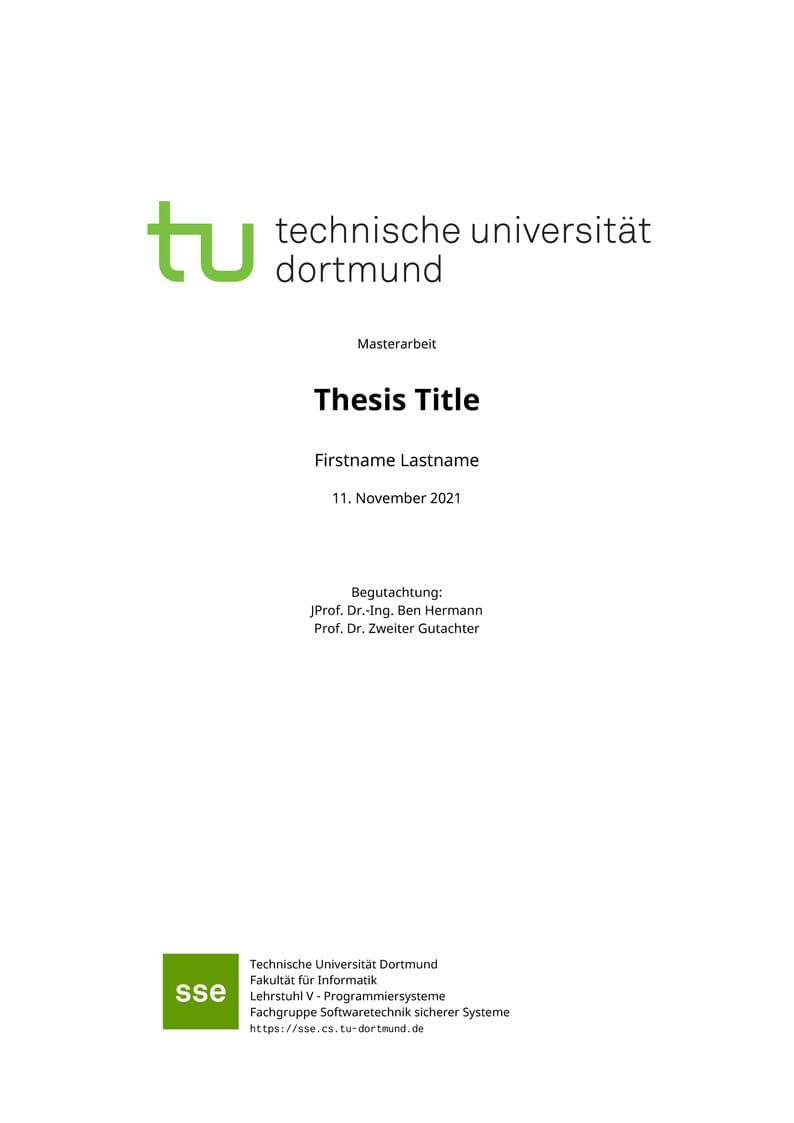 TU Dortmund Secure Software Engineering Group Thesis Template