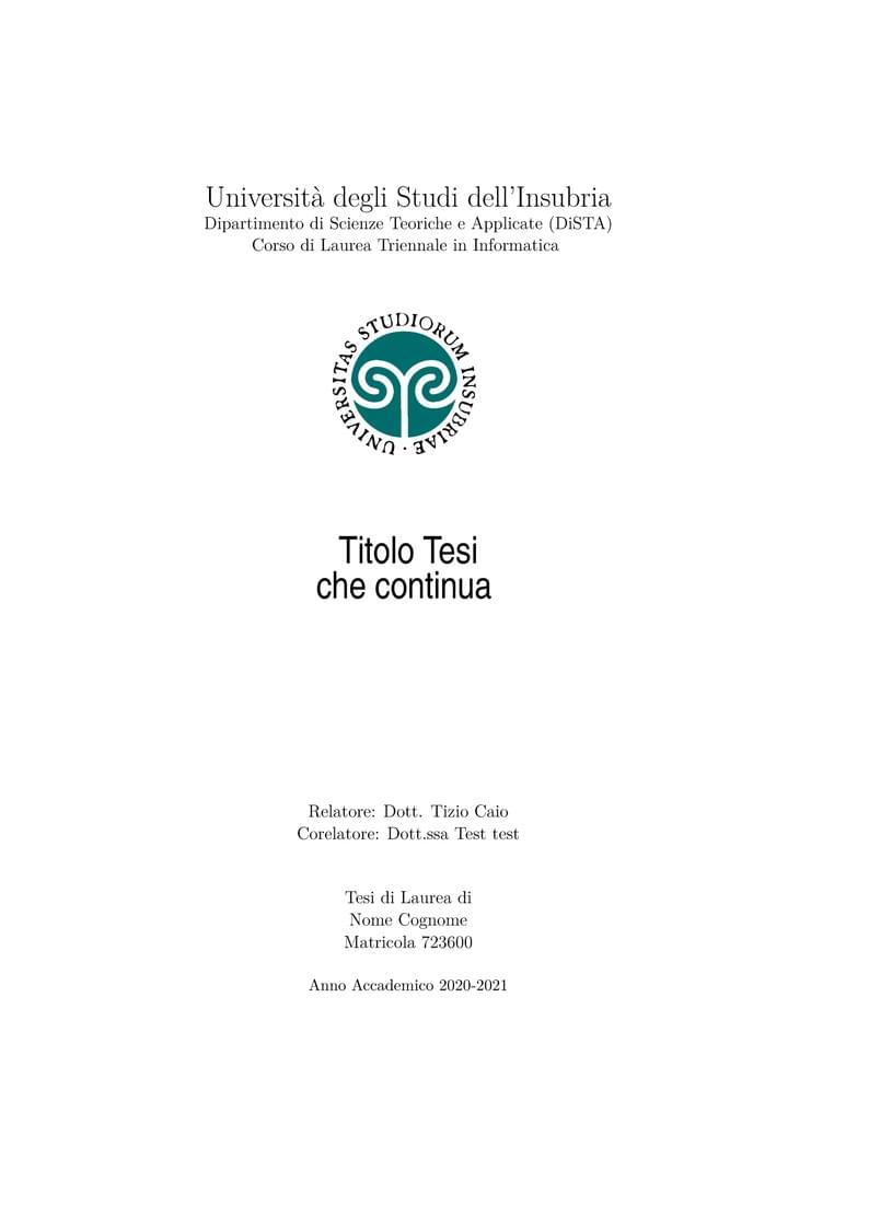 Thesis Template University of Insubria