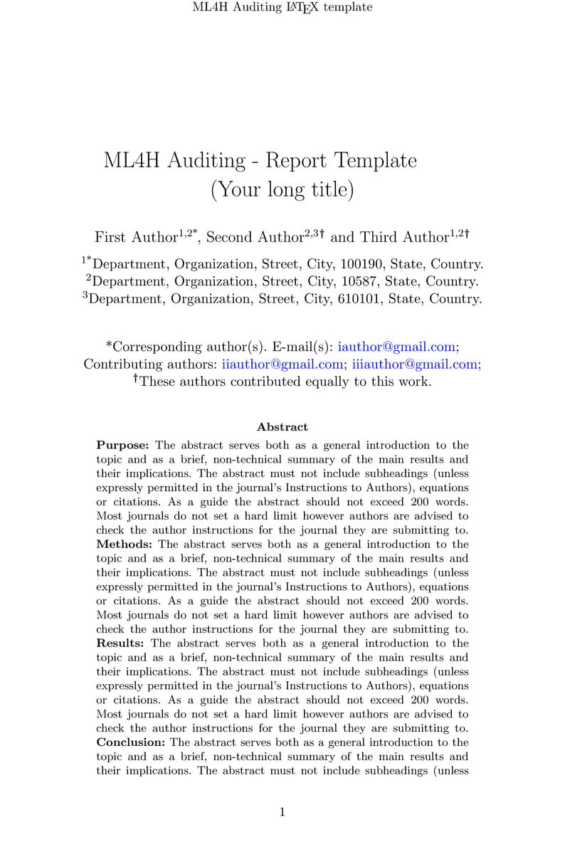 ML4H Audit Report Template