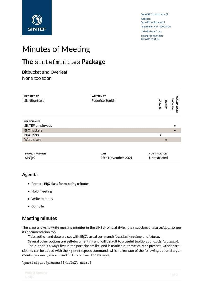 SINTEF Meeting Minutes