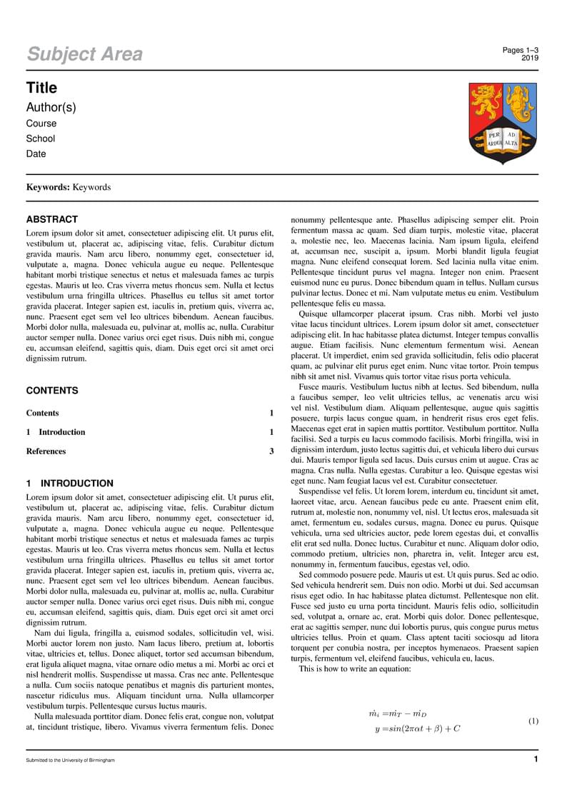 Article Template (UoB)