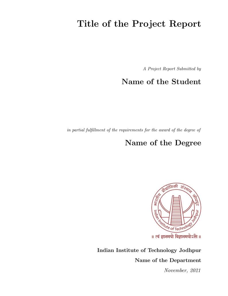 IIT Jodhpur MTP  Report Template