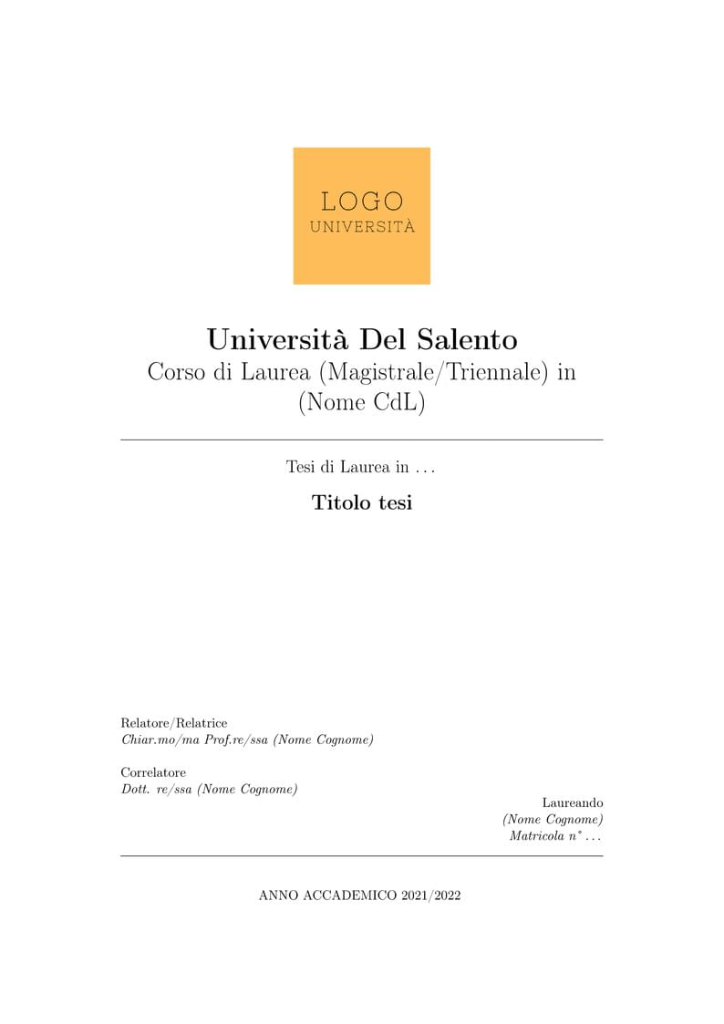 Unisalento Template Tesi