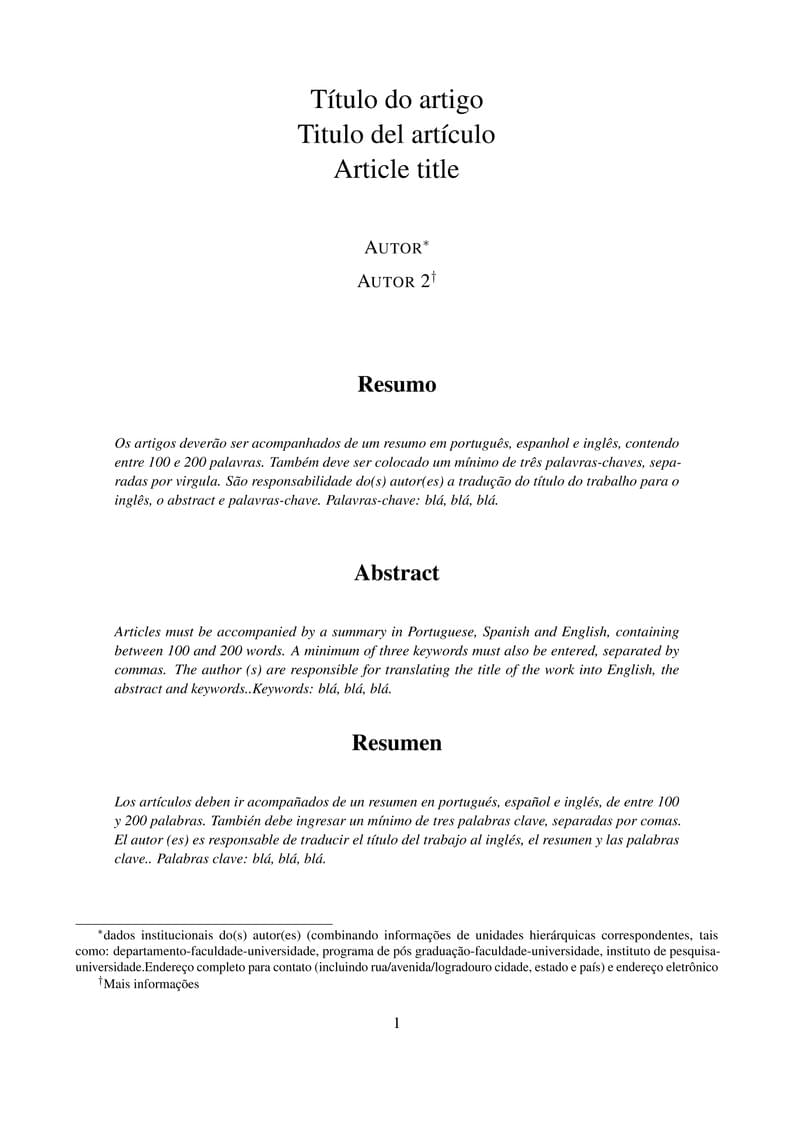Template for submissions to Vestígios - Revista Latino-Americana de Arqueologia Histórica
