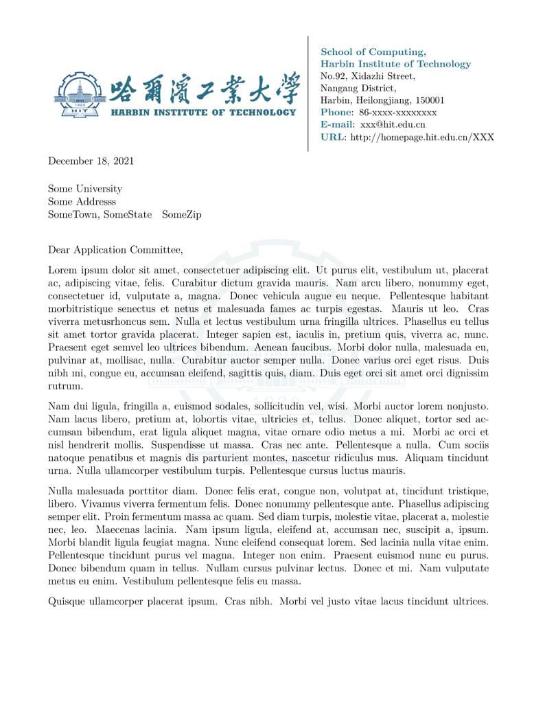 HIT Letter of Recommendation Template