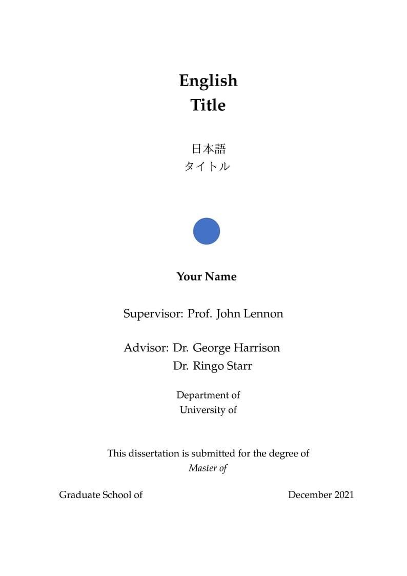 Master's Thesis (English+Japanese)