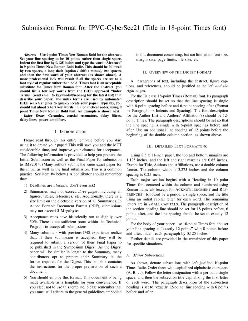 Submission Format for IPVC-CyberSec22
