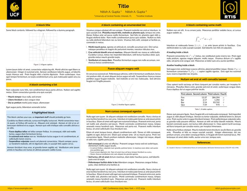 University of Central Florida (UCF) Poster Template