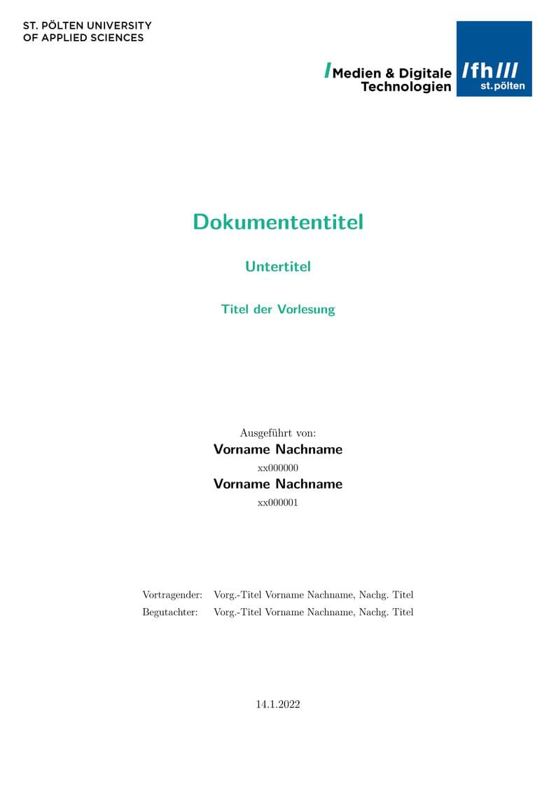 FH St. Pölten Documentation Template