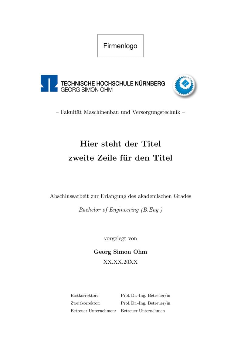 Vorlage Abschlussarbeit TH Nürnberg Fakultät MBVS