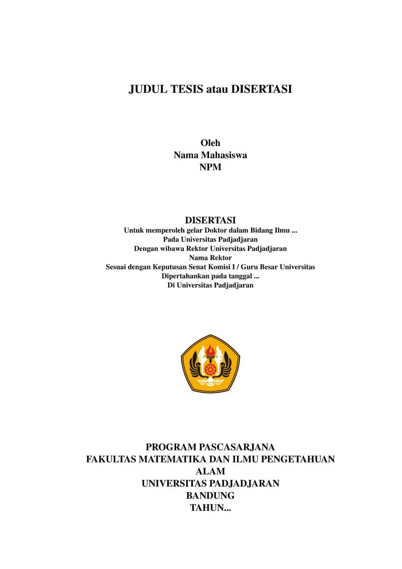 Unofficial Template Tesis dan Disertasi Kimia Universitas Padjadjaran