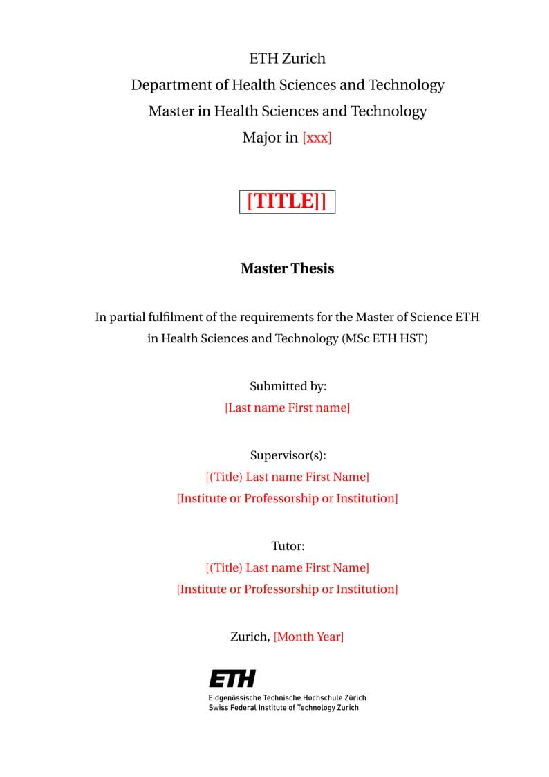 ETH Zürich HEST Master Thesis Template
