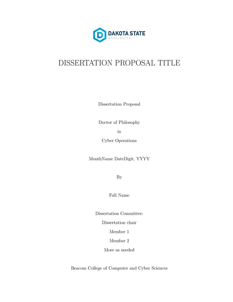 Proposal Template for The Dakota State University