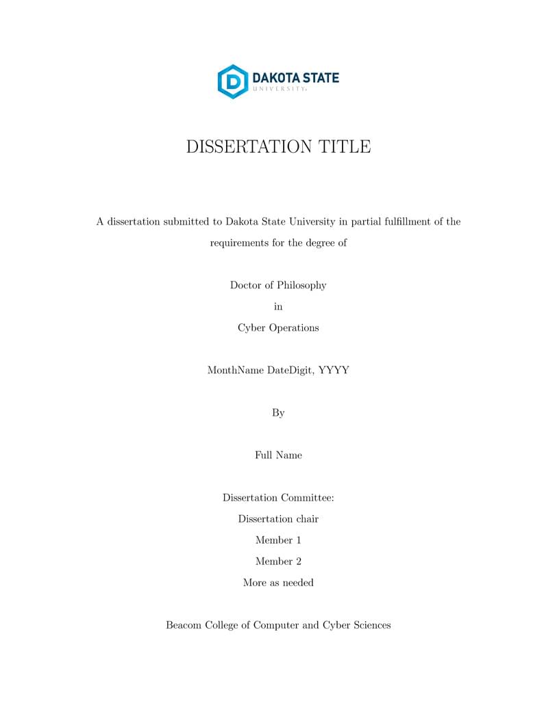 Dissertation Template for The Dakota State University