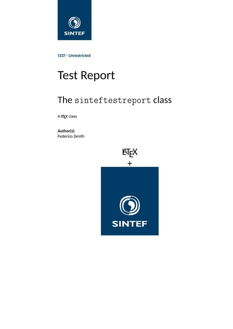 SINTEF Test Report