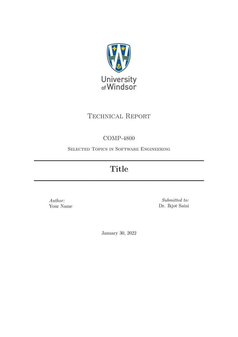 Cover Page- Technical Report