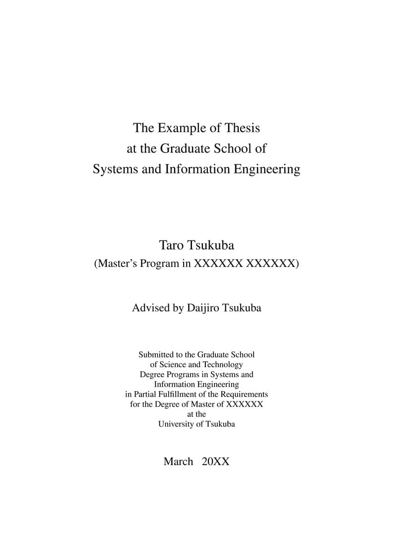 Unofficial Thesis Template for the SIE, Univesity of Tsukuba