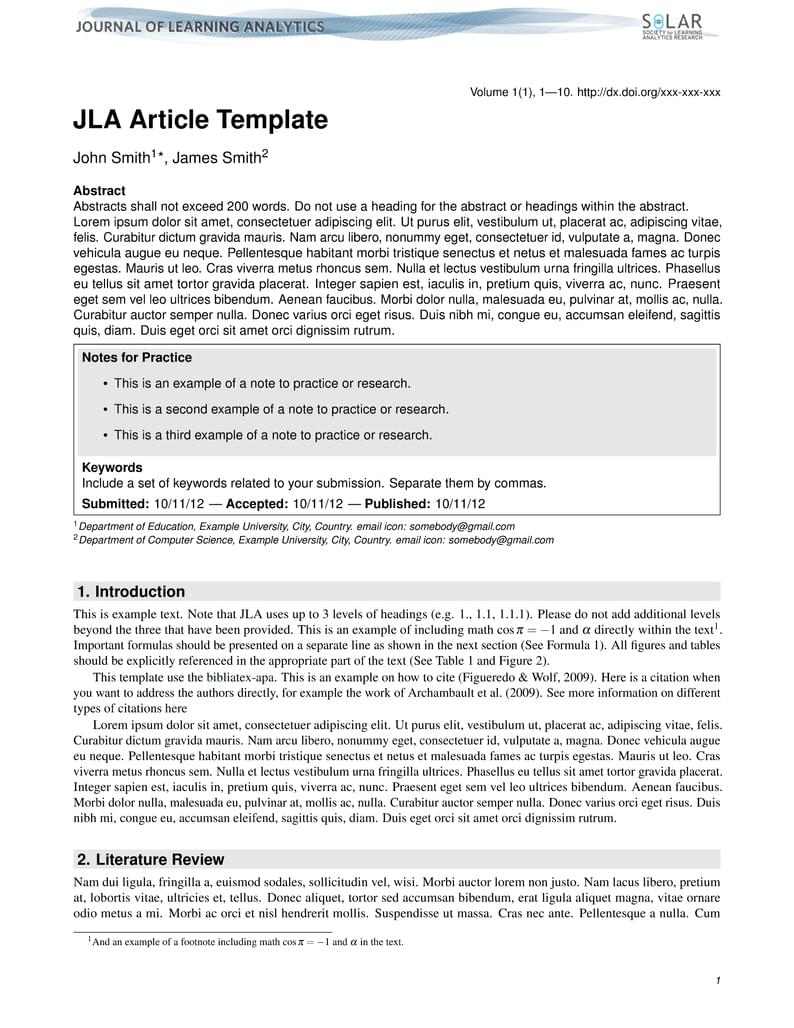 Journal of Learning Analytics Template