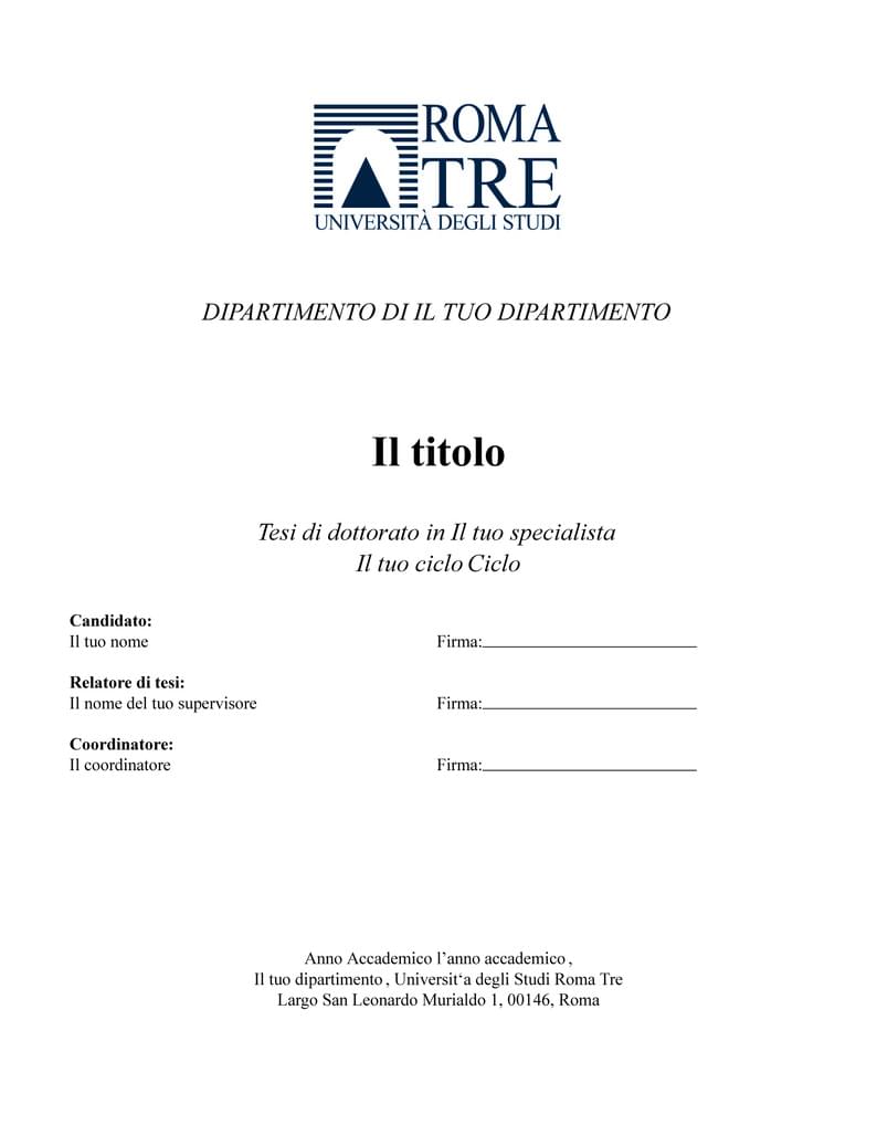 Thesis template for Roma Tre University