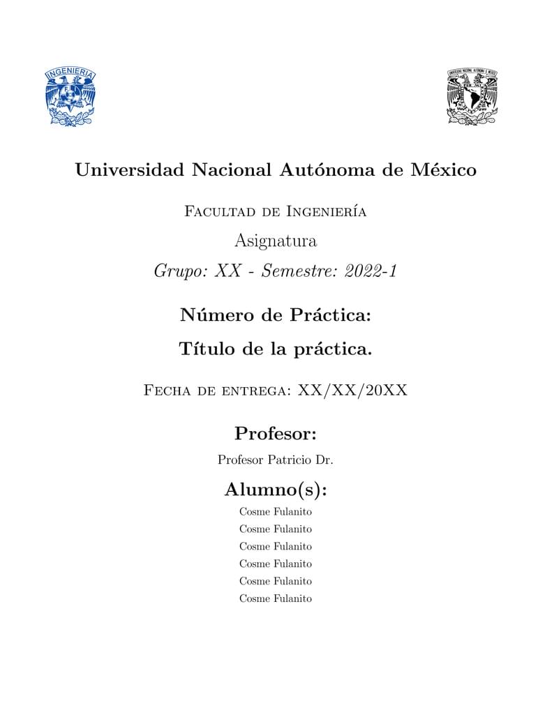 Plantilla para Prácticas, Reportes o Tareas FI UNAM