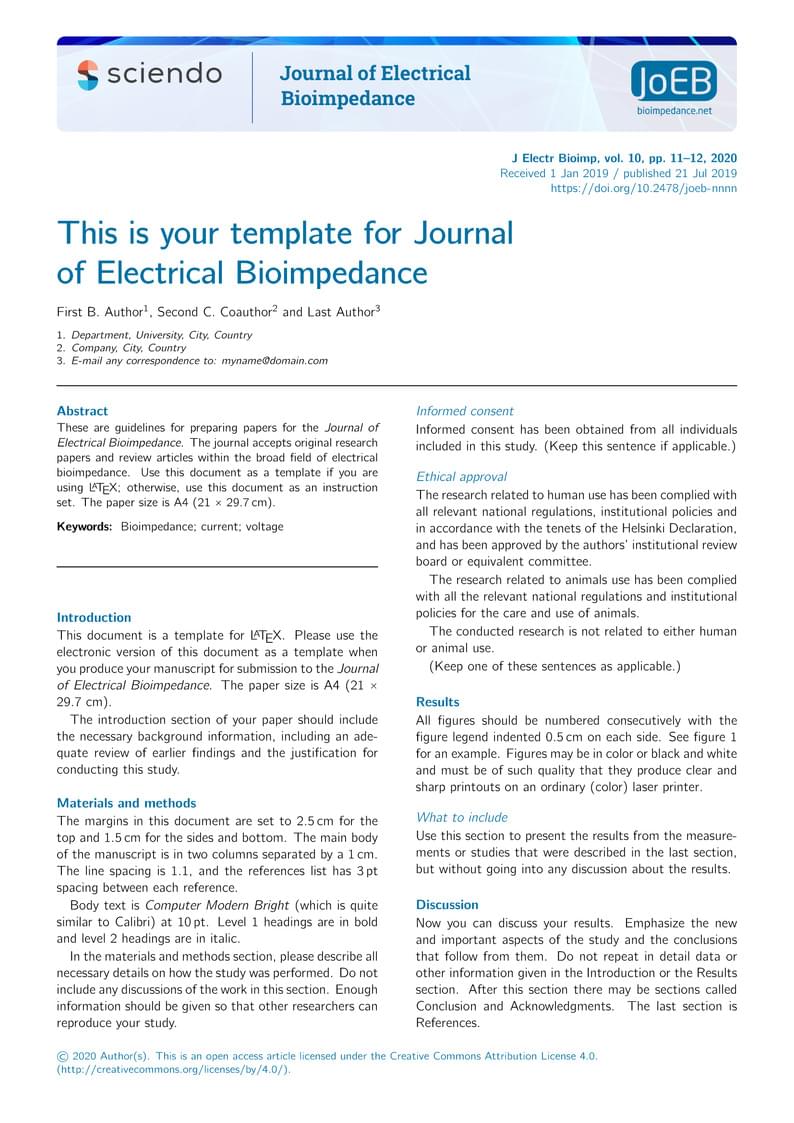 Journal of Electrical Bioimpedance