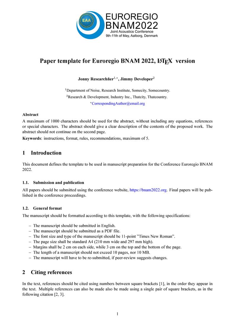 Euroregio BNAM2022 paper template