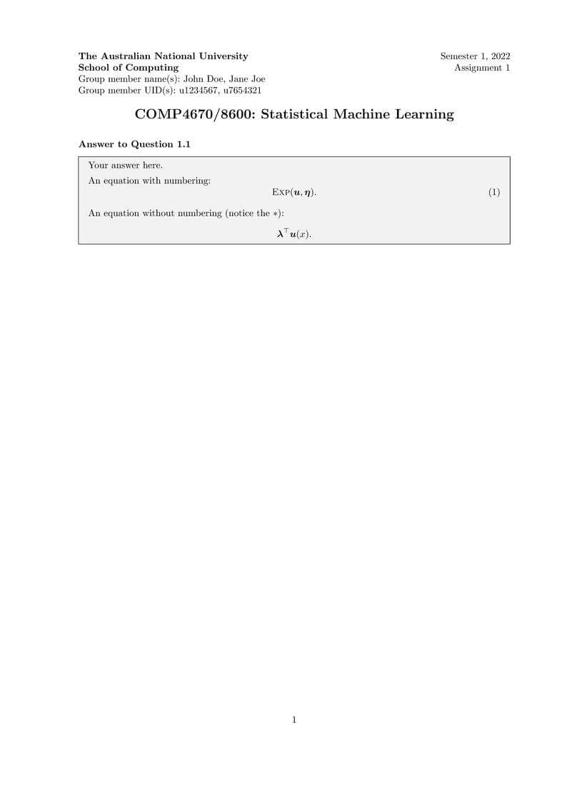 Student Assignment Template