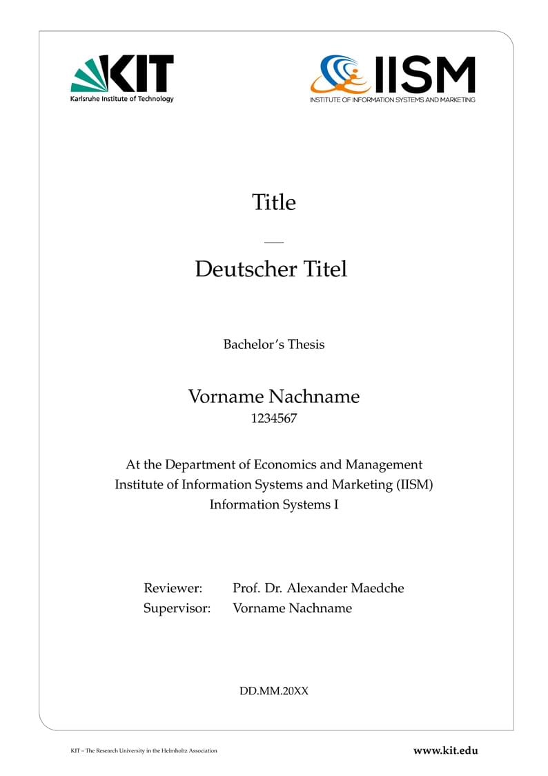 ISSD Thesis Template (IISM, KIT)