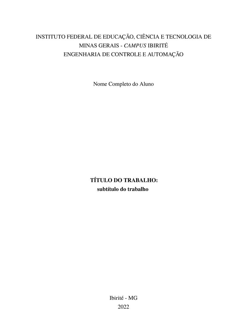 TCC Template - IFMG-ITR (Modelo para trabalho de conclusão de curso)